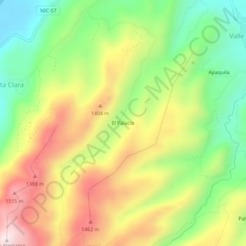 Mapa topográfico El Palacio, altitud, relieve