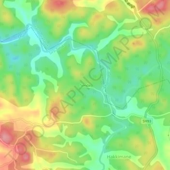 Mapa topográfico Sonda, altitud, relieve