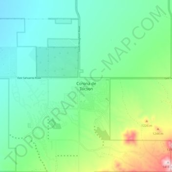 Mapa topográfico Corona de Tucson, altitud, relieve