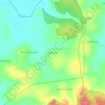 Mapa topográfico Naruru, altitud, relieve