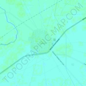 Mapa topográfico Toledo, altitud, relieve