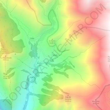 Mapa topográfico Gavàs, altitud, relieve