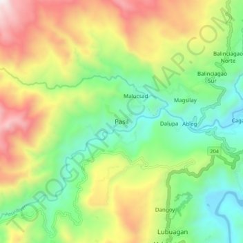 Mapa topográfico Pasil, altitud, relieve