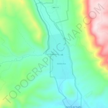 Mapa topográfico Vallecitos, altitud, relieve