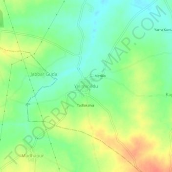 Mapa topográfico Yeliminedu, altitud, relieve