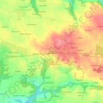Mapa topográfico Ar Hoat, altitud, relieve