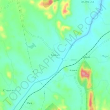 Mapa topográfico Metali, altitud, relieve