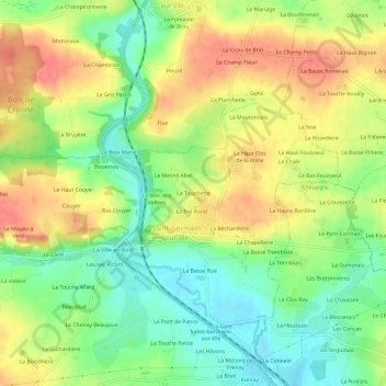 Mapa topográfico La Touchette, altitud, relieve