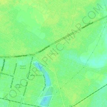 Mapa topográfico Chinhat, altitud, relieve
