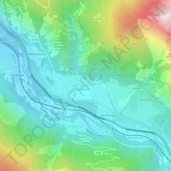 Mapa topográfico Saint-Julien - Bourg, altitud, relieve