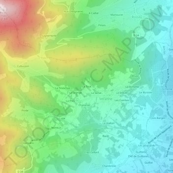 Mapa topográfico Le Tout, altitud, relieve
