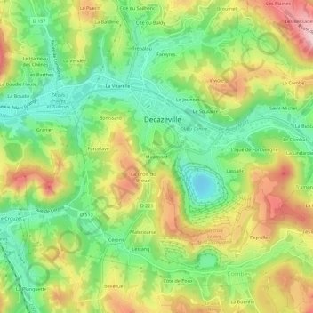 Mapa topográfico Miramont, altitud, relieve