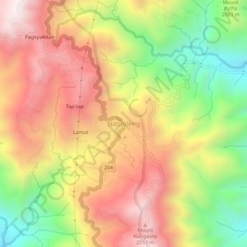Mapa topográfico Natubleng, altitud, relieve