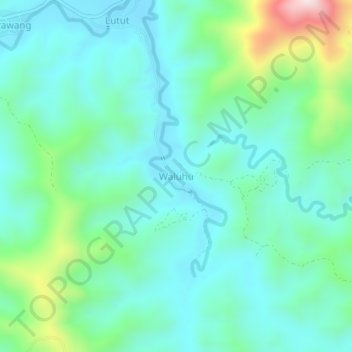 Mapa topográfico Waluhu, altitud, relieve