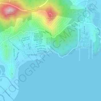 Mapa topográfico Aplaya Del Subic, altitud, relieve