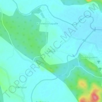 Mapa topográfico Kothur, altitud, relieve