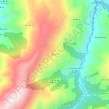 Mapa topográfico Labayos, altitud, relieve