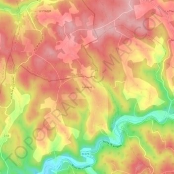 Mapa topográfico Latuque, altitud, relieve