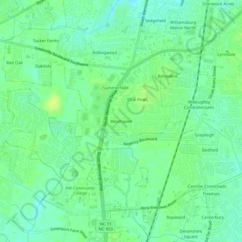 Mapa topográfico Westhaven, altitud, relieve