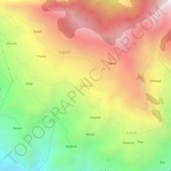 Mapa topográfico Dansa, altitud, relieve