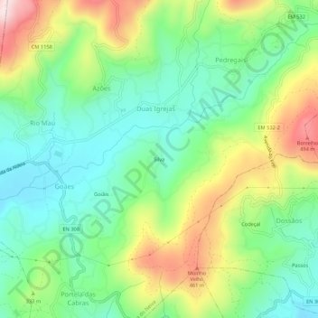 Mapa topográfico Silva, altitud, relieve