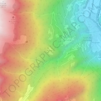 Mapa topográfico Monslacon, altitud, relieve