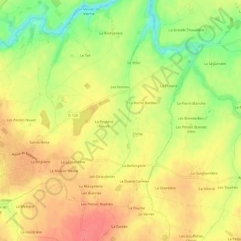 Mapa topográfico La Roulerie, altitud, relieve