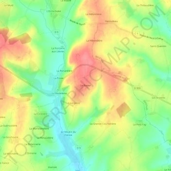 Mapa topográfico Le Rosier, altitud, relieve