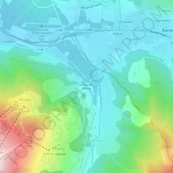 Mapa topográfico Le Pied de la Maure, altitud, relieve
