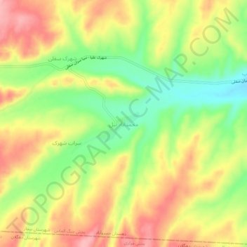 Mapa topográfico Mohammadabad-e Nil, altitud, relieve