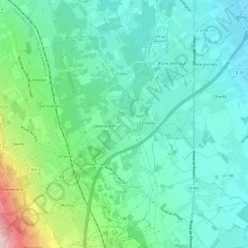 Mapa topográfico Laslenaz d'en-Bas, altitud, relieve