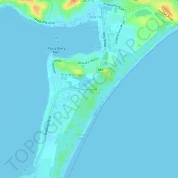 Mapa topográfico Korongulla, altitud, relieve