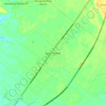 Mapa topográfico Ayer Tawar, altitud, relieve