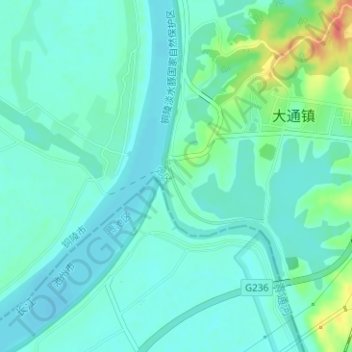 Mapa topográfico 大通古镇, altitud, relieve