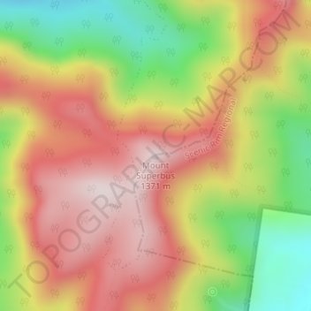 Mapa topográfico Mount Superbus, altitud, relieve