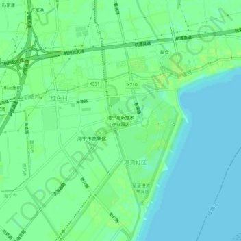Mapa topográfico 海宁高新技术产业园区, altitud, relieve