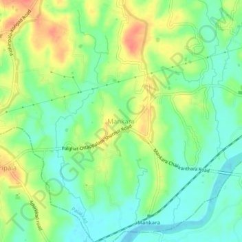 Mapa topográfico Mankara, altitud, relieve
