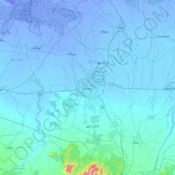 Mapa topográfico Rasht, altitud, relieve