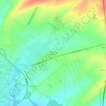 Mapa topográfico La Cour aux Changeurs, altitud, relieve