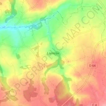 Mapa topográfico Lanleya, altitud, relieve