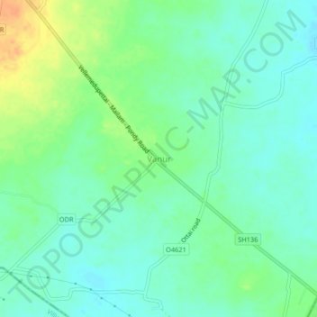Mapa topográfico Vanur, altitud, relieve