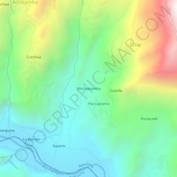 Mapa topográfico Vinchubamba, altitud, relieve