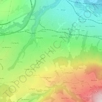 Mapa topográfico Les Crys, altitud, relieve