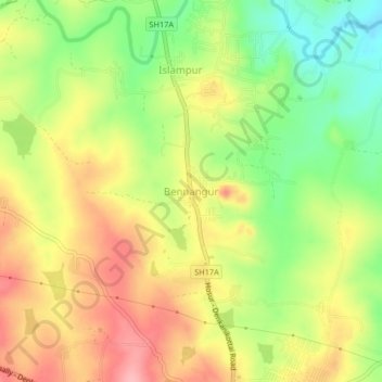 Mapa topográfico Bennangur, altitud, relieve