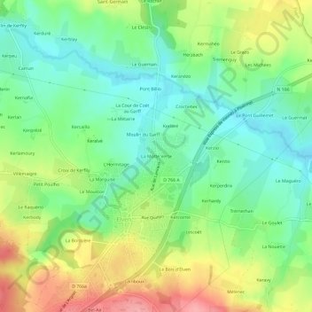 Mapa topográfico La Motte Verte, altitud, relieve