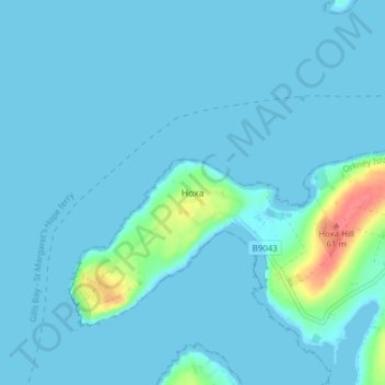 Mapa topográfico Hoxa, altitud, relieve