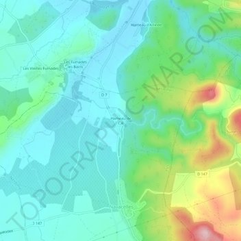 Mapa topográfico Hameau de Cal, altitud, relieve