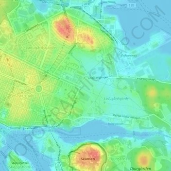 Mapa topográfico Hakberget, altitud, relieve