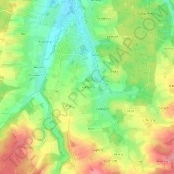 Mapa topográfico Feichten, altitud, relieve