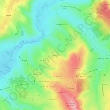 Mapa topográfico Le Seuil, altitud, relieve